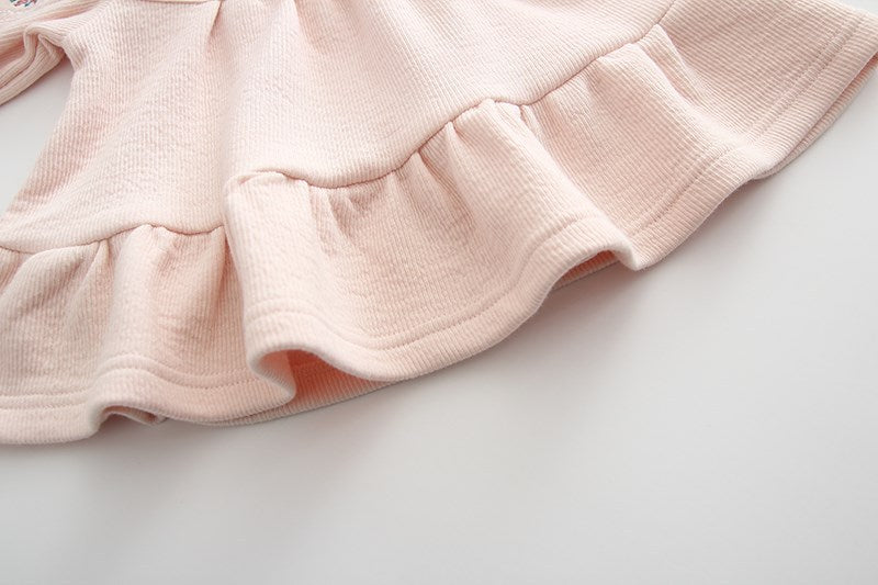 Robe de printemps à manches longues pour bébé, couleur unie