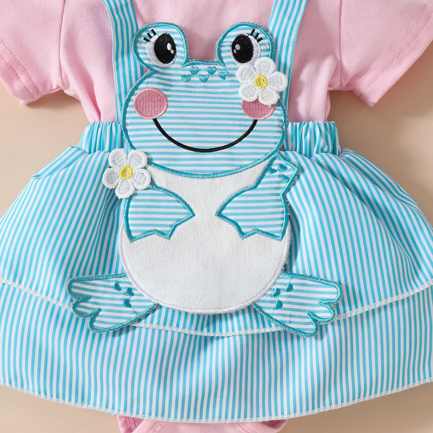 Robe double épaisseur à manches courtes pour fille Cute Frog