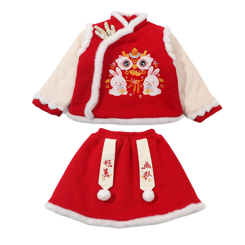 Children's Festive Celebration Chinese Style Baby Dragon New Year Clothes Suit