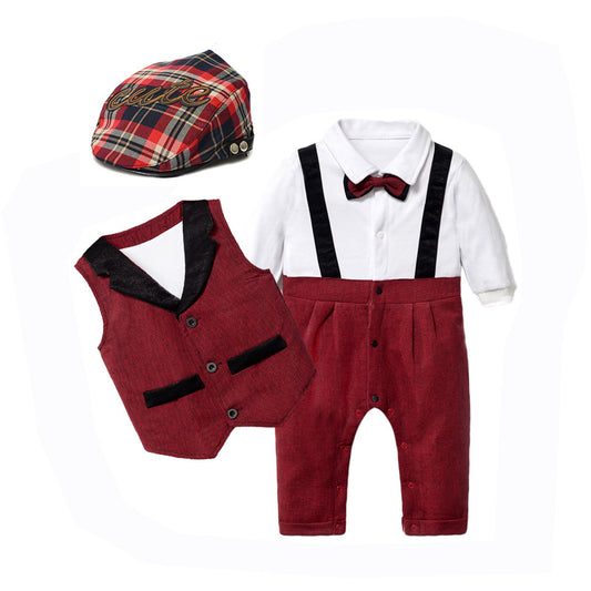 Boys Fashion Jumpsuit Vest Hat Set