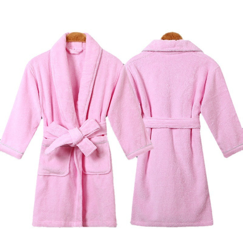 Children's Simple Solid Color Cotton Bathrobe