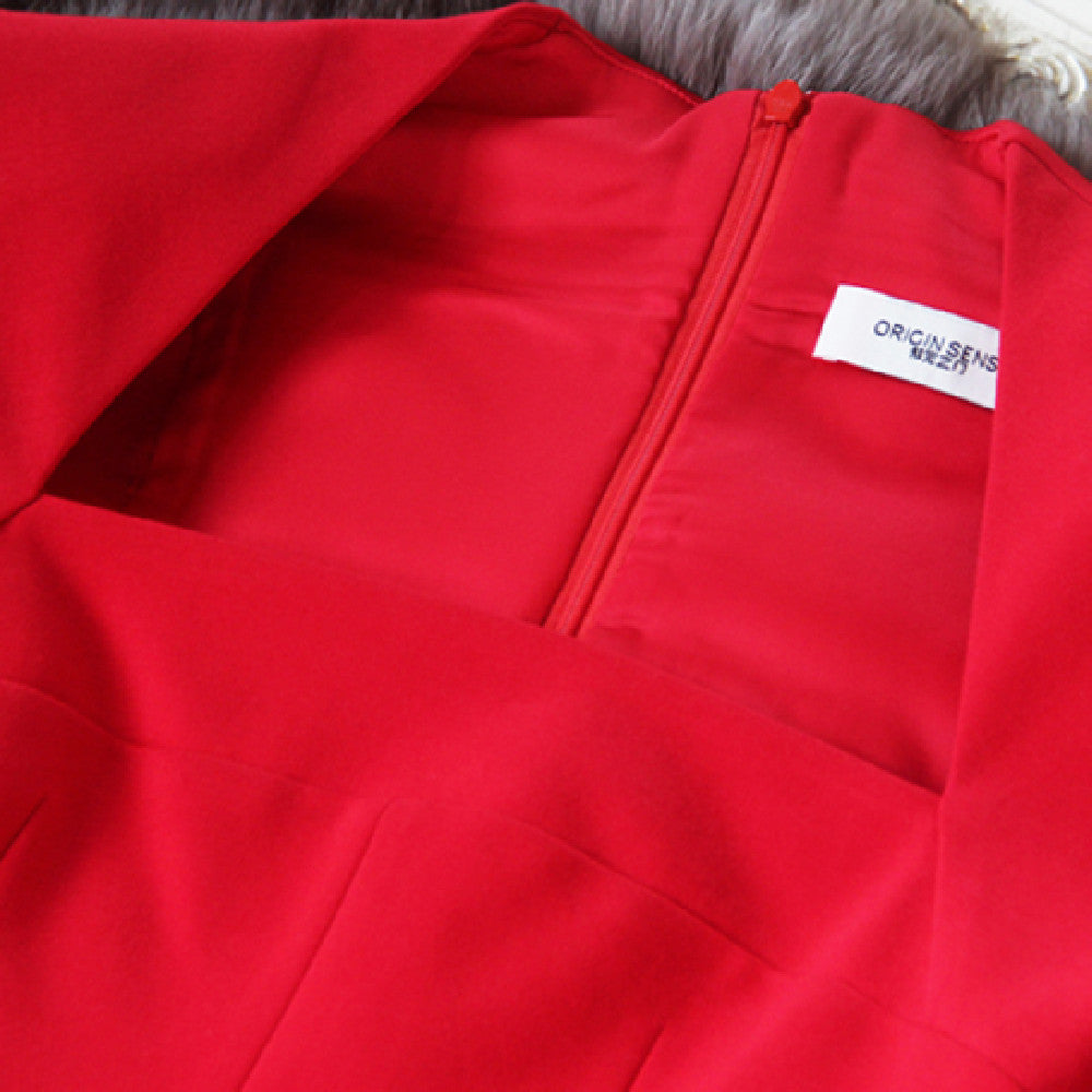 Robe rouge à manches longues pour femmes