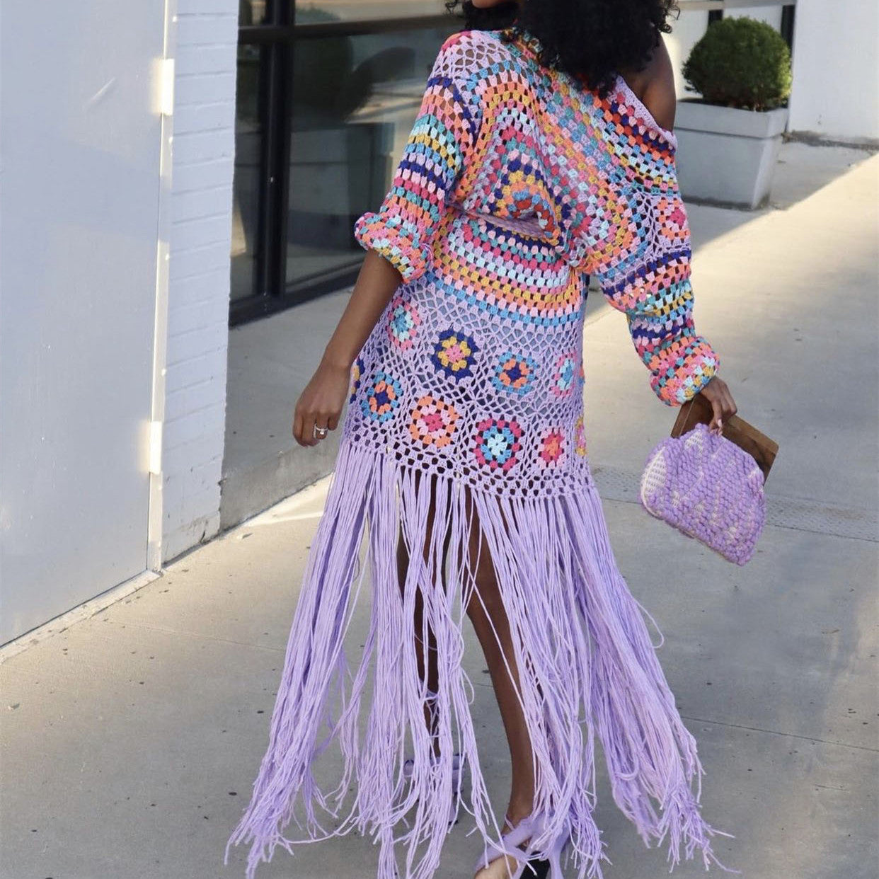 Chemise ample et irrégulière à pompons pour femmes, couleur mixte, veste Cardigan au crochet pur à la main