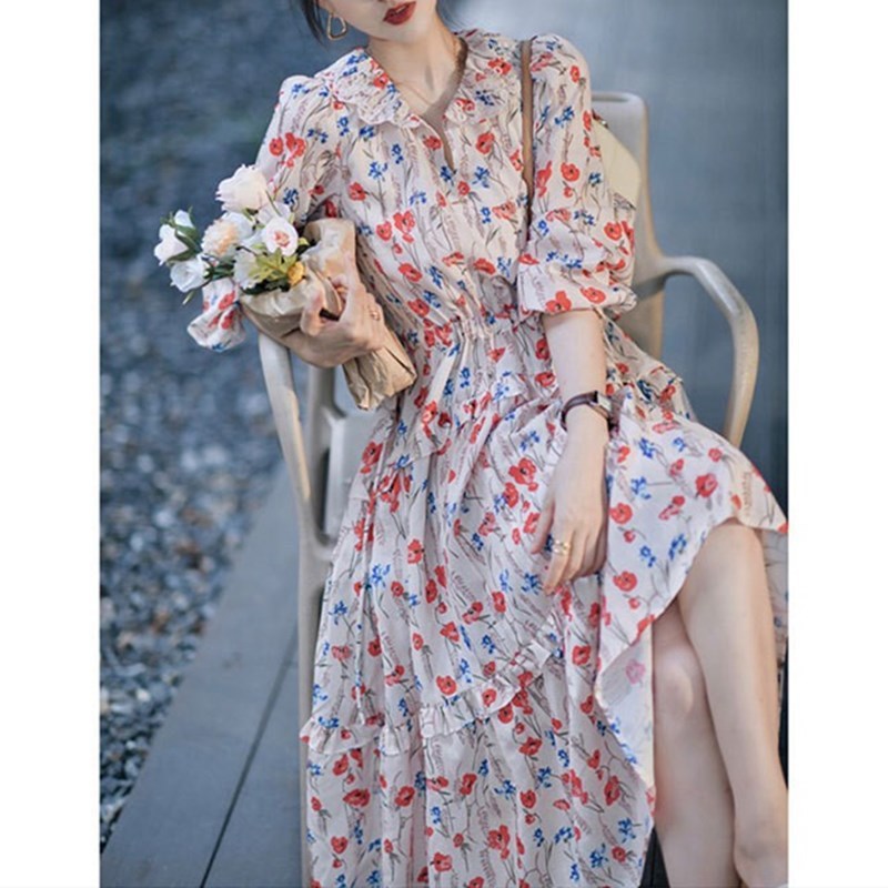 Women's French-style Retro Tea Break Fairy Age-reducing Dress