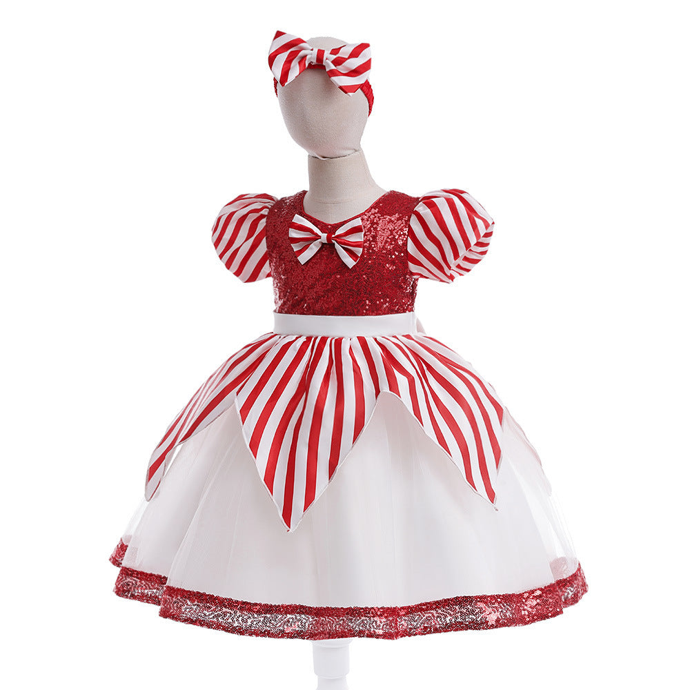 Robe de princesse à nœud pailleté simple pour filles