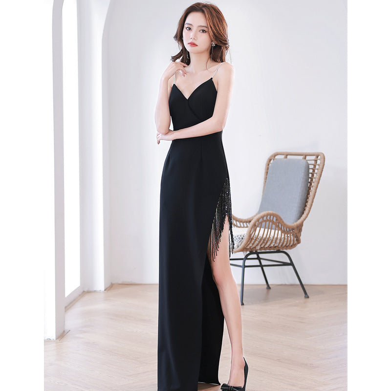 Women's Graceful And Fashionable Solid Color Suspender Dress