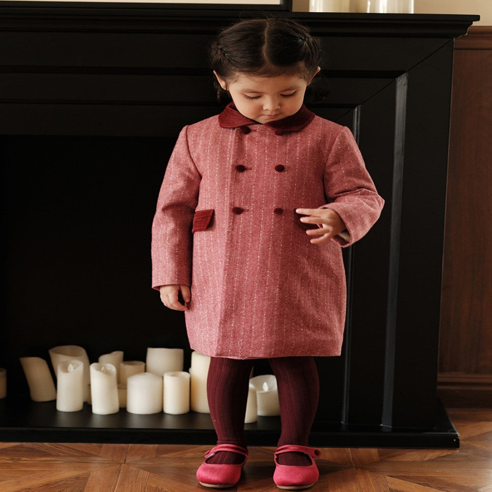 Girls' Mid-length Woolen Coat Children's Wool Thick Coat