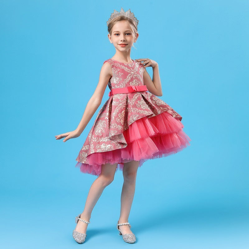 Little Girl In Piano Performance Dress Flower Girl Wedding