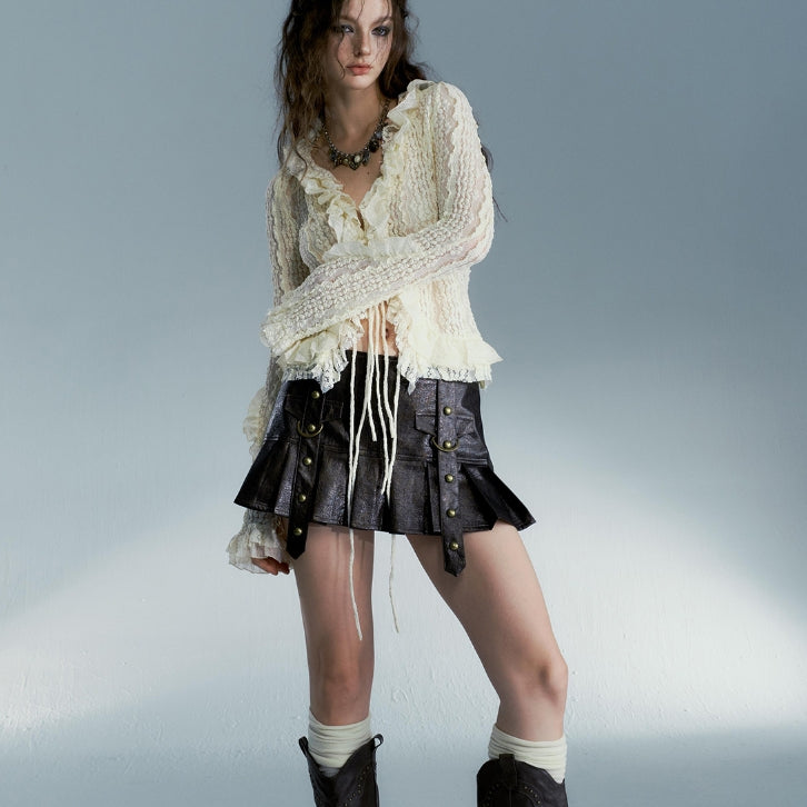 Heavy Wash Leather Skirt Skirt Female Autumn Winter