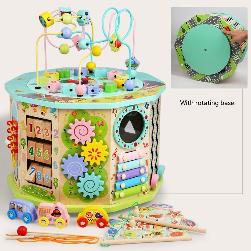 Large Ten-sided Bead-stringing Toy Treasure Chest Wooden Toys