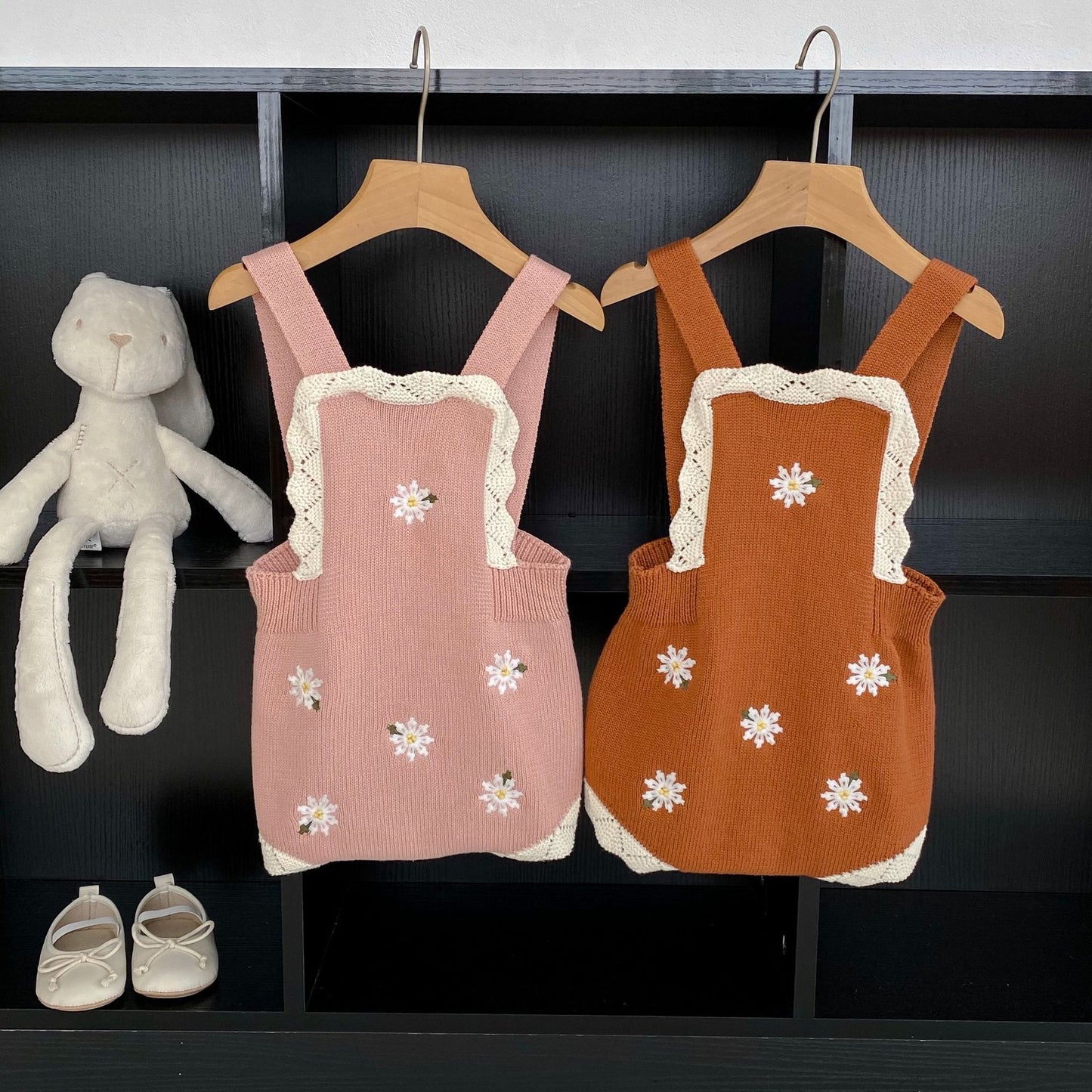 Ins Baby Autumn Clothing Knitted Embroidered Suspender Romper