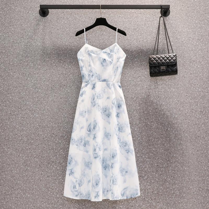 Women's Waist Slimming Floral Strap Dress