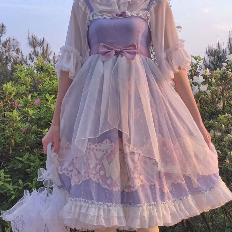 Jupe Lolita étudiante douce et mignonne pour fille, petite robe à bretelles Lolita Jsk