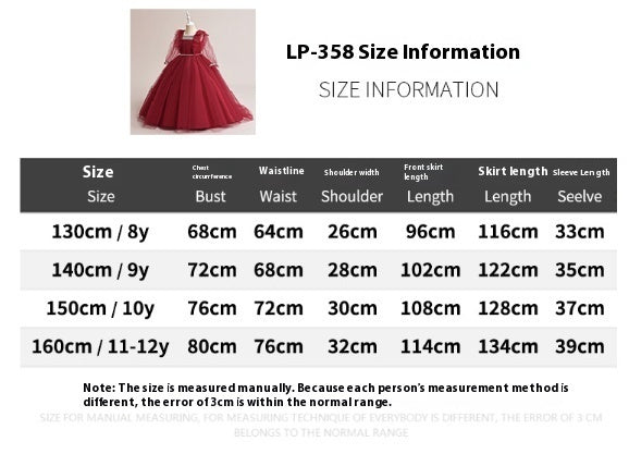 Girls' Long Dress Performance Dress Long Show Evening Dress Western Style