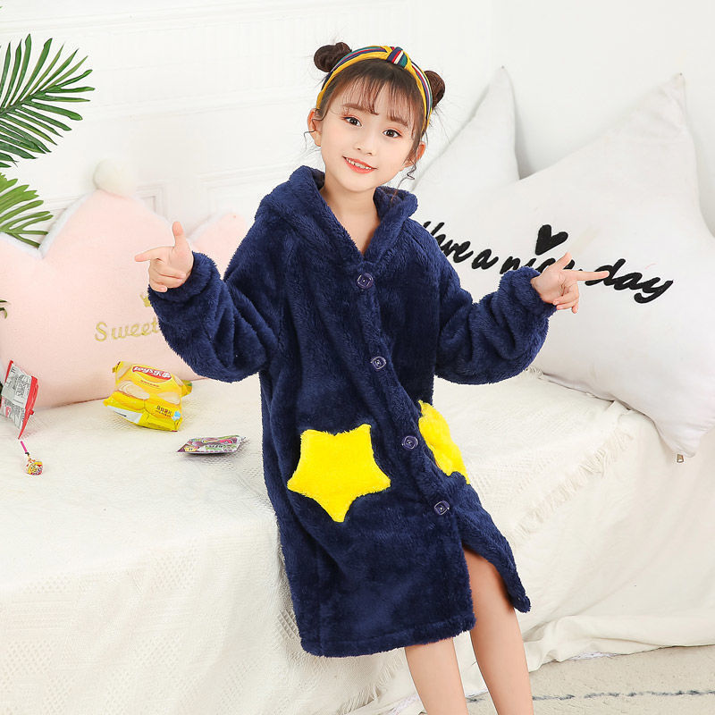 Children's Flannel Long Sleeve Warm And Comfortable Robe