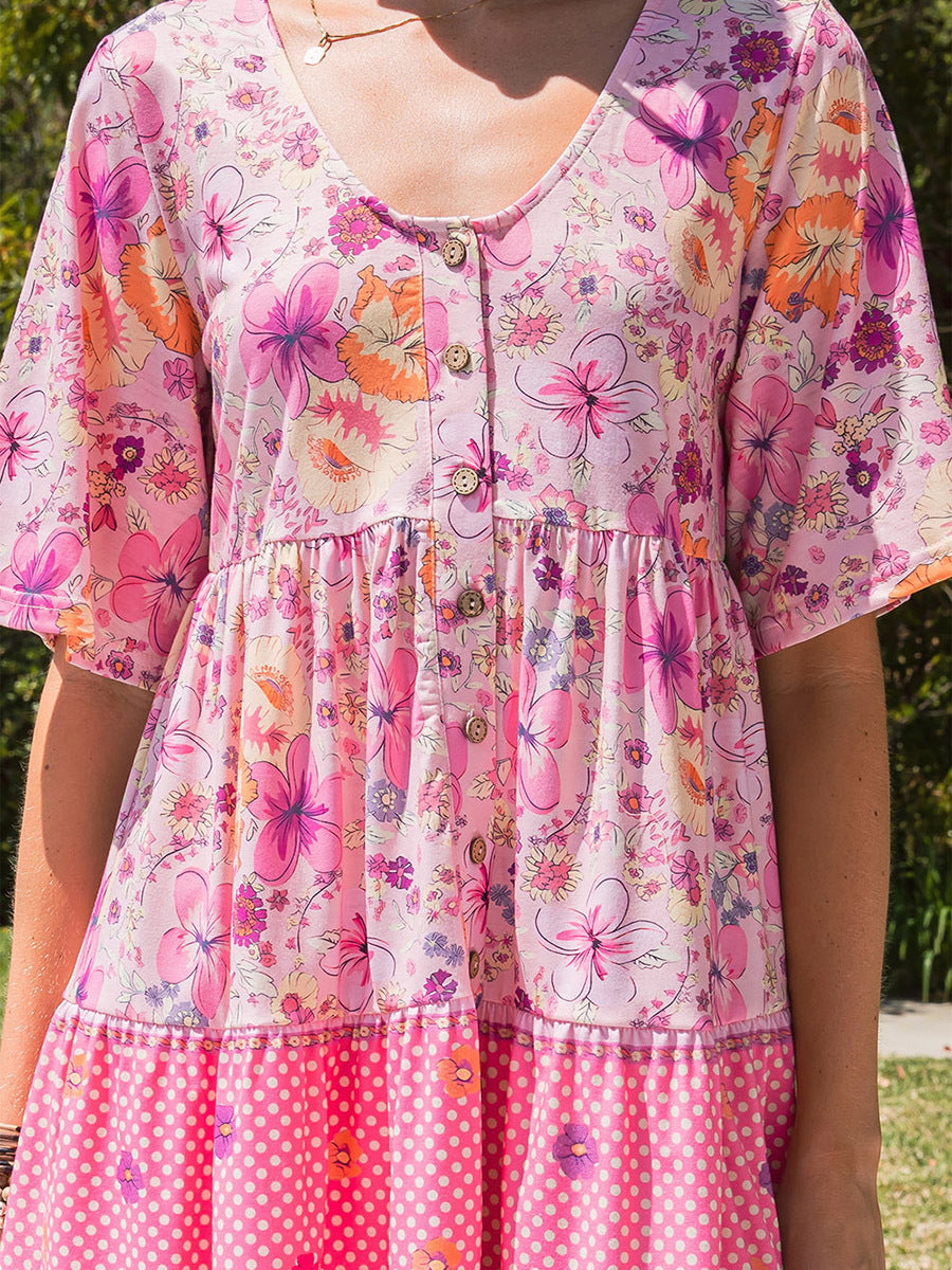 Robe à manches courtes et imprimé floral Vêtements pour femmes