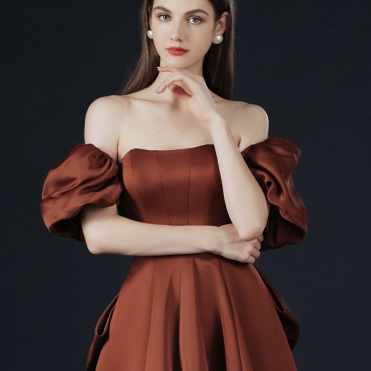 Robe de soirée en satin double face à la mode pour femmes