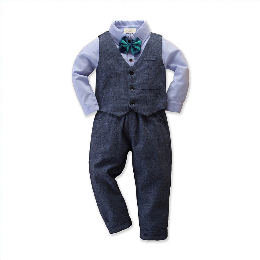 Children's Clothing Boys' Gentleman Long-sleeved Shirt And Pants Three-piece Suit