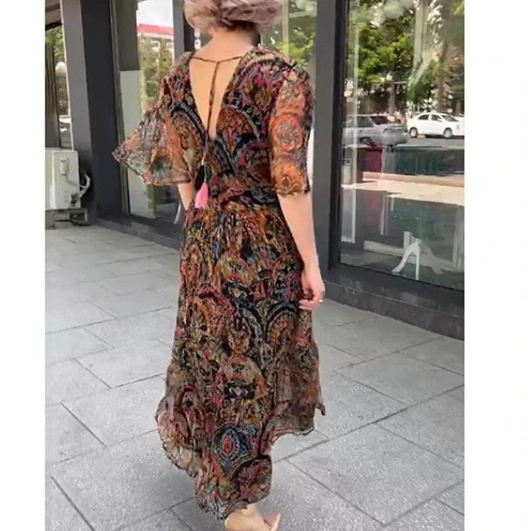 Robe décontractée en mousseline de soie florale pour femmes