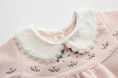 Robe de printemps à manches longues pour bébé, couleur unie