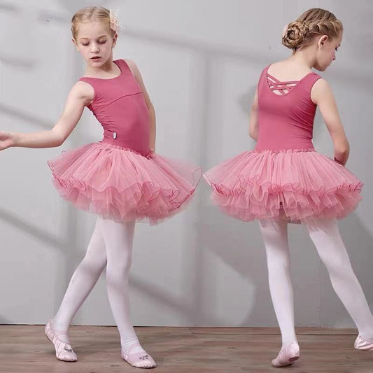 Ropa de baile Ejercicios de manga corta para mujeres Faldas de ballet para niños pequeños y niños