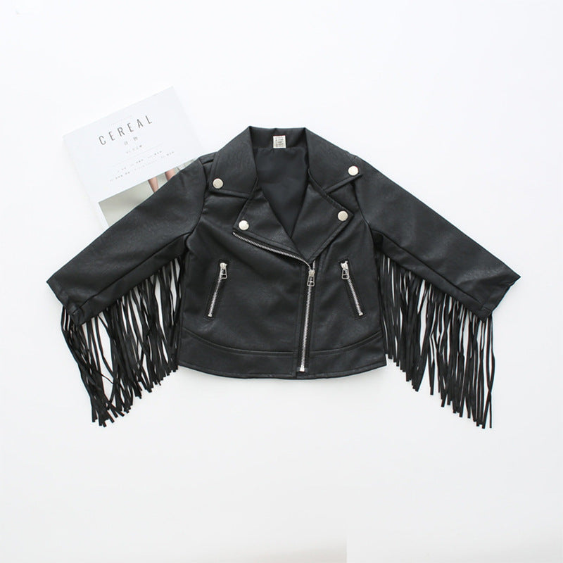 Children's European And American Style  Children's Wear Tassel Leather Jacket