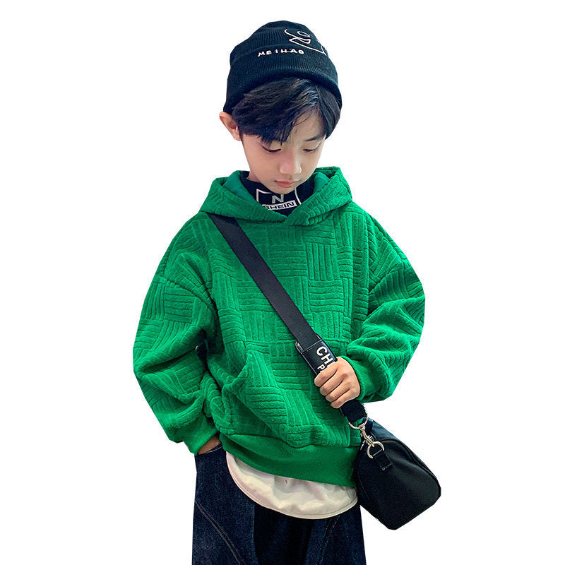 Boys' New Fleece Hooded Sweater Trendy All-match