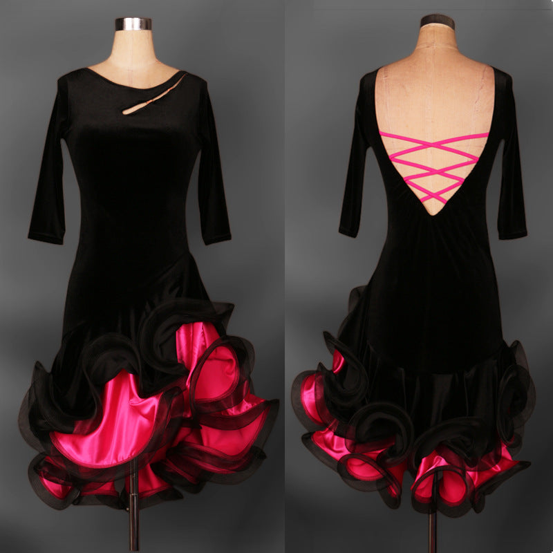 Costumes Competition Suit Velvet Latin Dance Dress