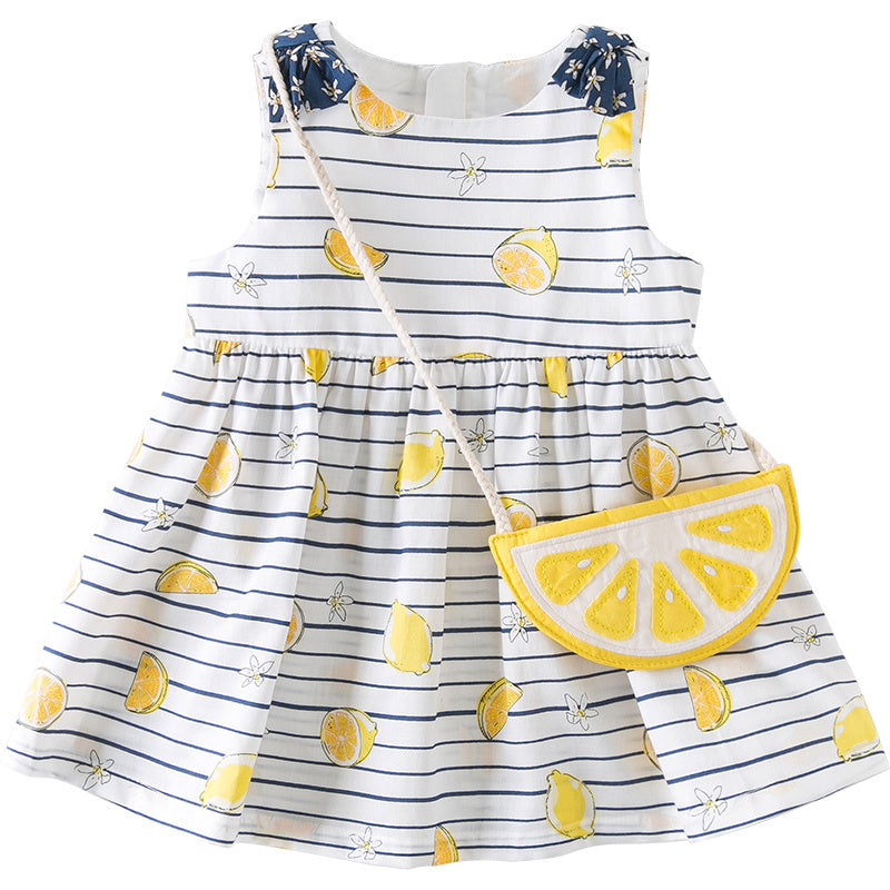 Lemon print pleated dress