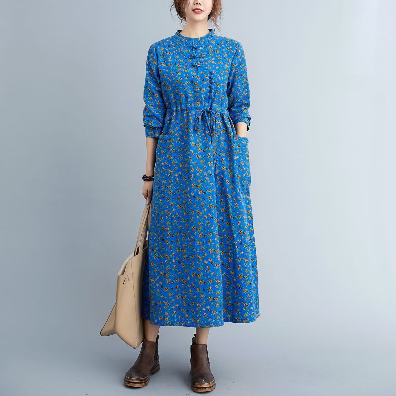 Robe fleurie à cordon de serrage pour femme