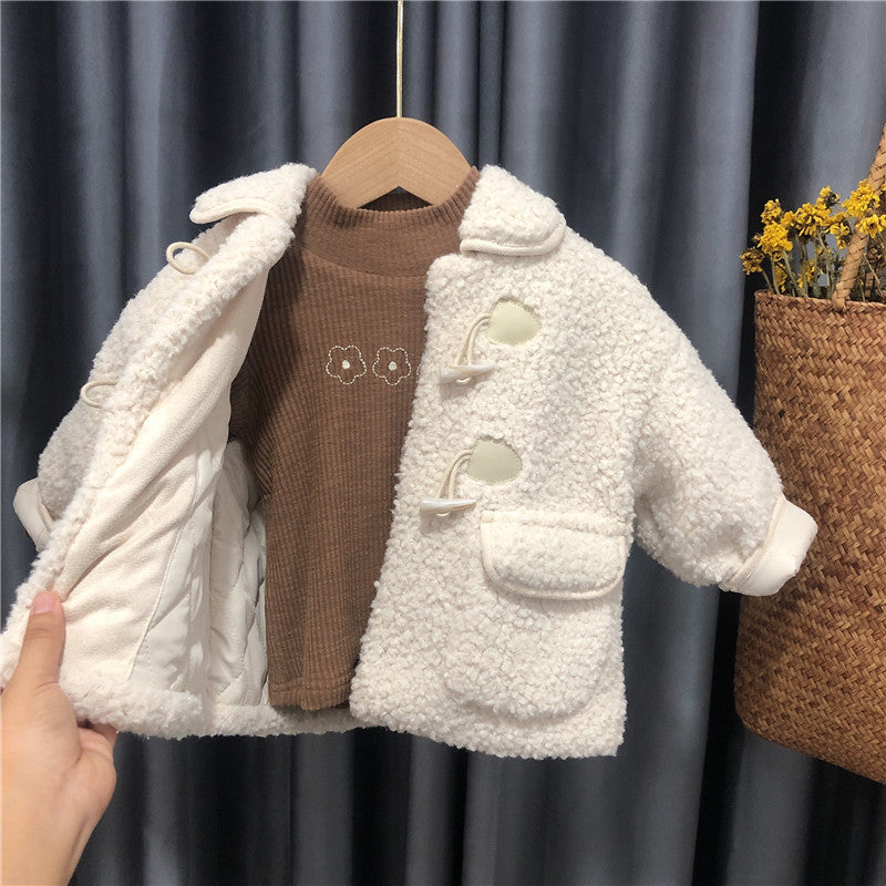 Manteau en laine d'agneau pour bébé, automne et hiver