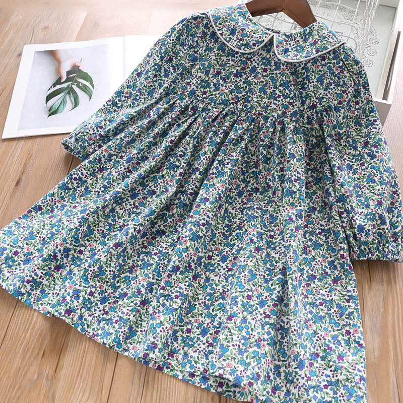 Collar colored floral princess dress