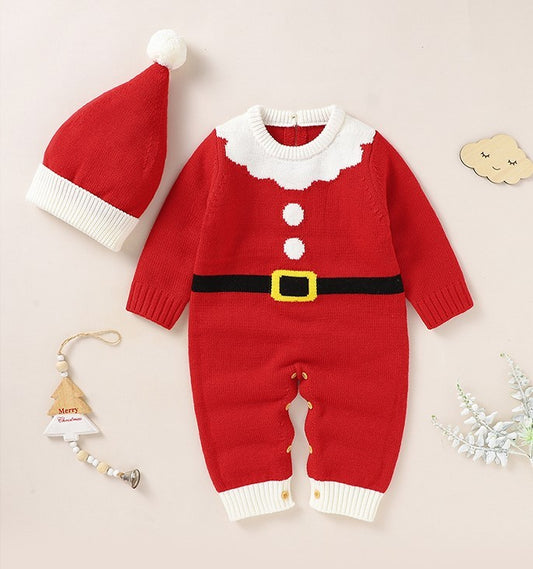 Combinaisons tricotées pour bébé, vêtements et chapeaux mignons de noël