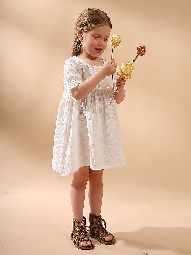 Vestido de niña de hilo de algodón de doble capa de algodón