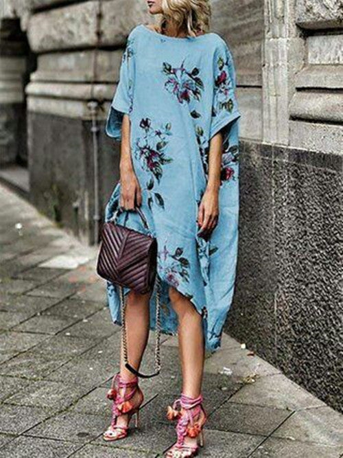 Women Summer Printed Floral Loose Dress