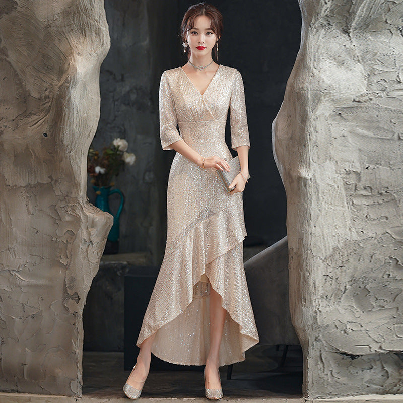 Women's Fashion Elegant Sequins Host Dress