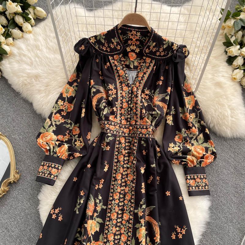 Women's Loose French Retro Floral Dress