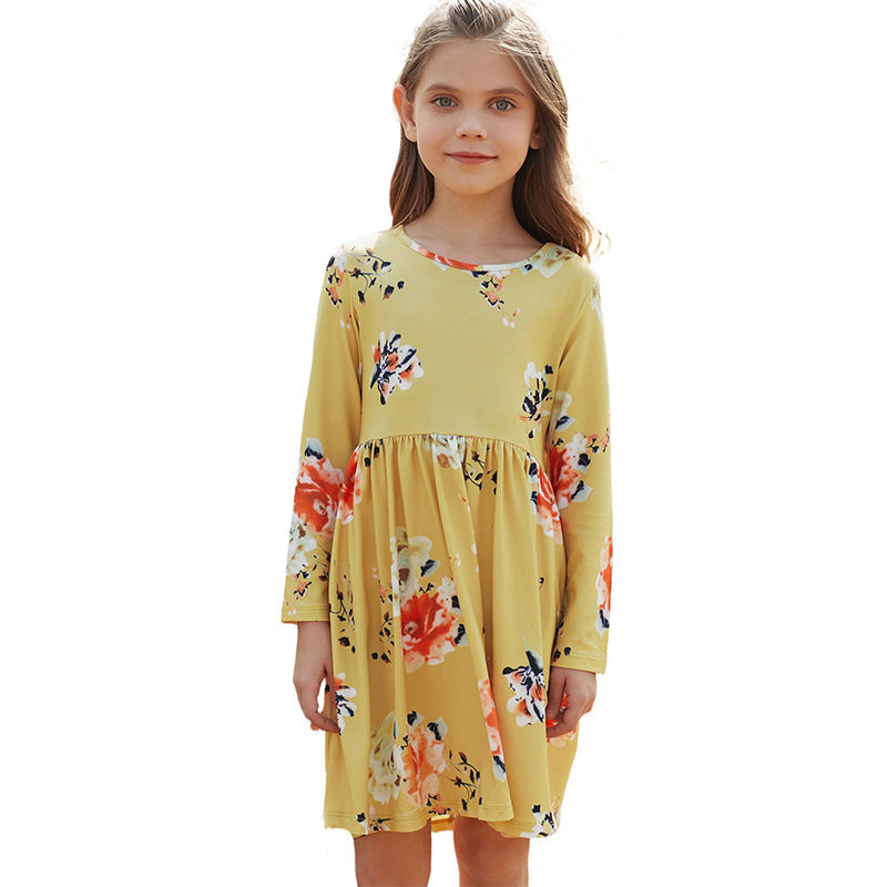 Shiying – robe courte pour filles européennes et américaines, nouvelle collection automne et hiver, manches longues, imprimé Floral, ample, courte