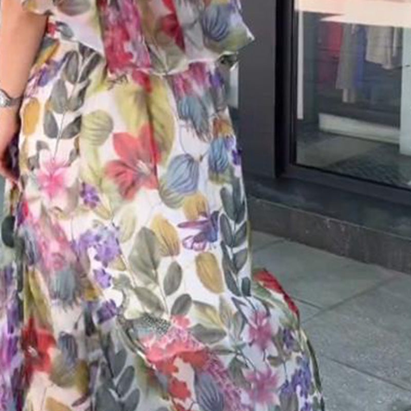 Women's Vintage Floral Print Maxi Dress