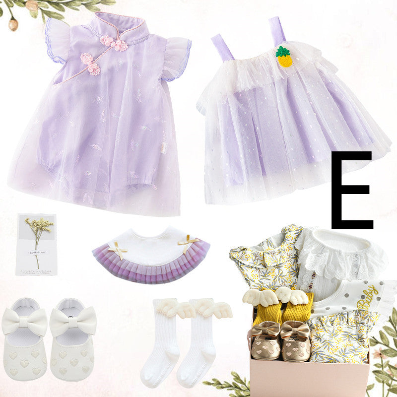 Coffret cadeau pleine lune pour bébé fille, barboteuse en coton, costume, robe de princesse, vêtements