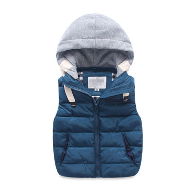 Children's Solid Color Sleeveless Padded Cotton Vest