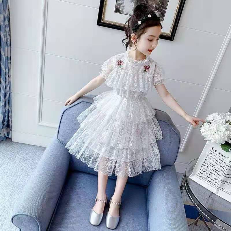 Children's Pure Color Simple Cake Dress