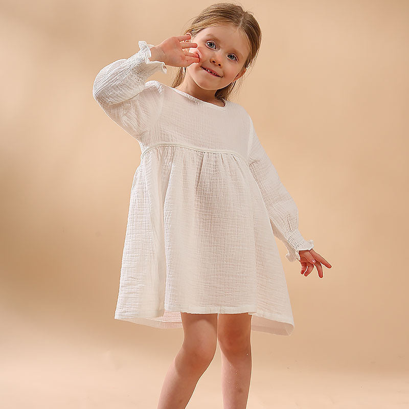 Robe pour filles en fil de coton double couche en coton