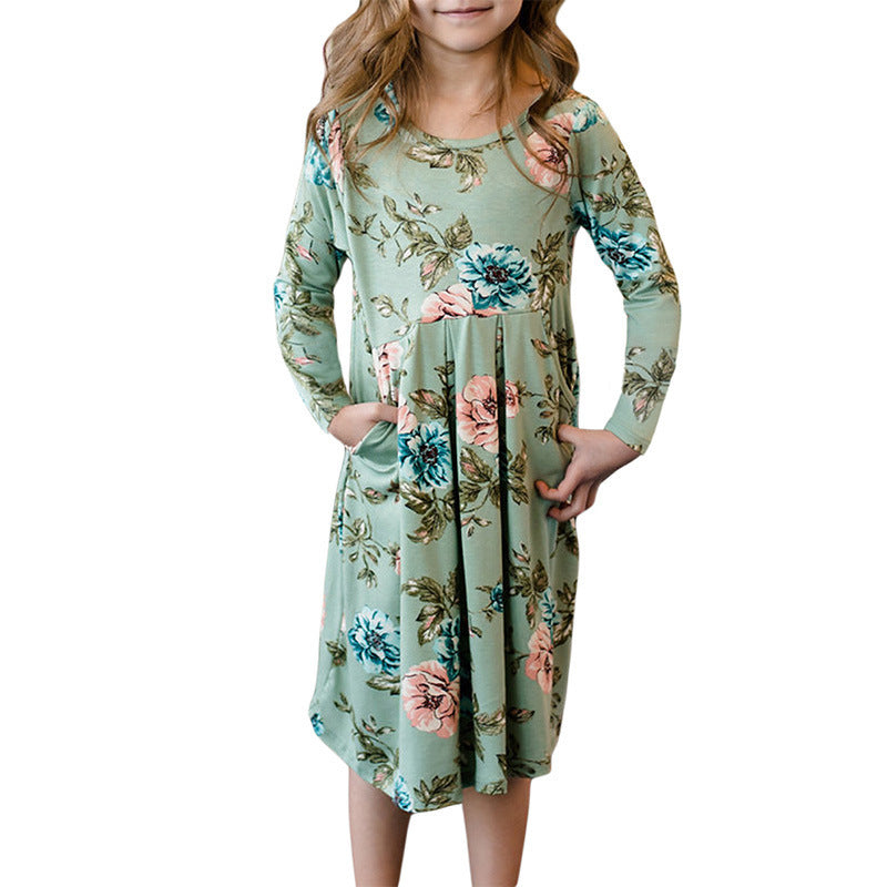 Shiying – robe courte pour filles européennes et américaines, nouvelle collection automne et hiver, manches longues, imprimé Floral, ample, courte