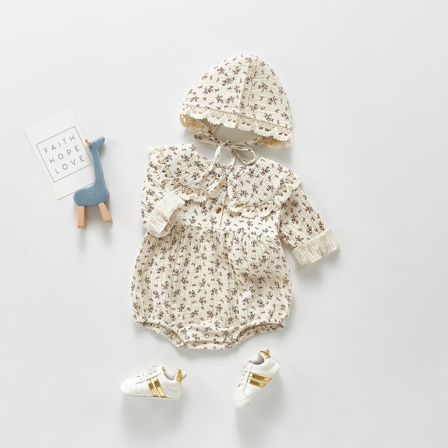 Vêtements d'automne pour bébé, body pour petite fille, gros col, combinaison florale pour bébé, une pièce