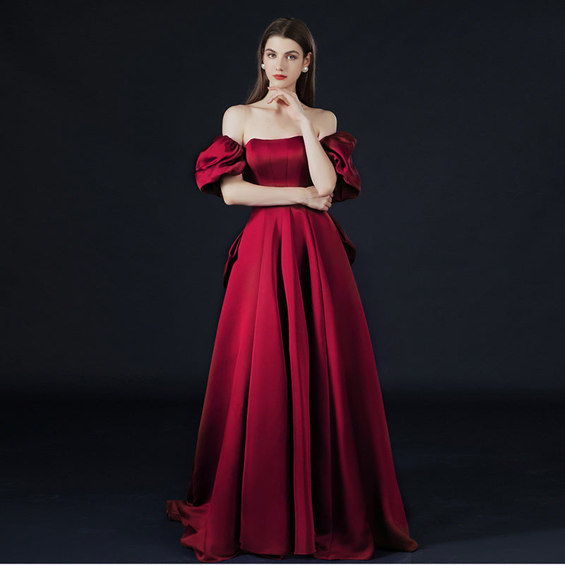 Women's Fashion Double-sided Satin Evening Dress