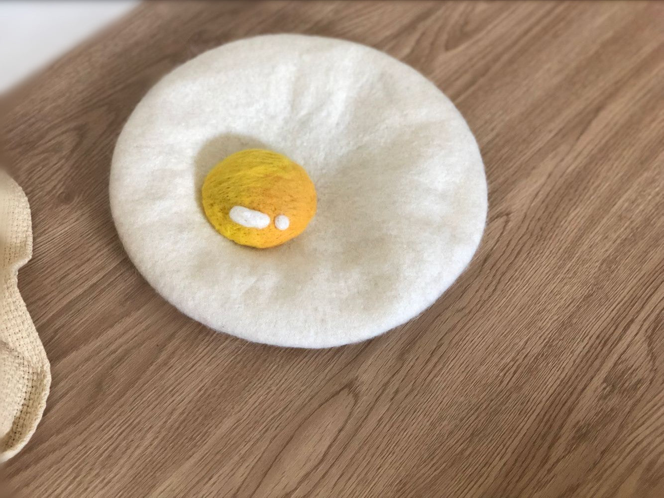 Wool Felt Huge Poached Egg Beret Kids