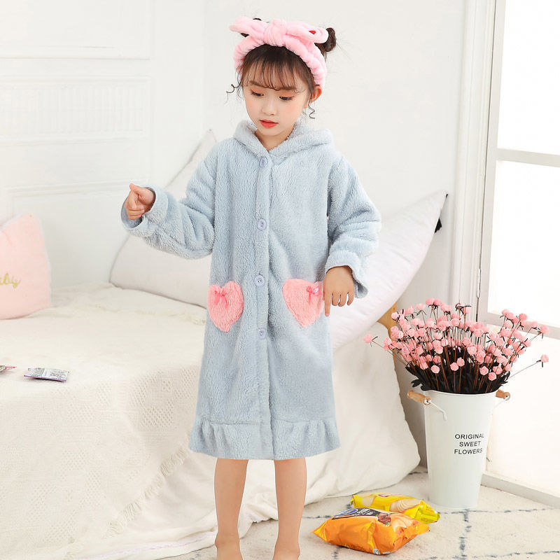 Children's Flannel Long Sleeve Warm And Comfortable Robe