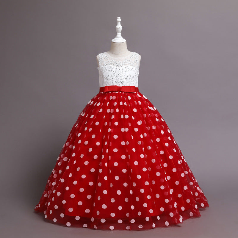 Robe de princesse à pois pour filles, Costumes de Piano pour enfants, défilé