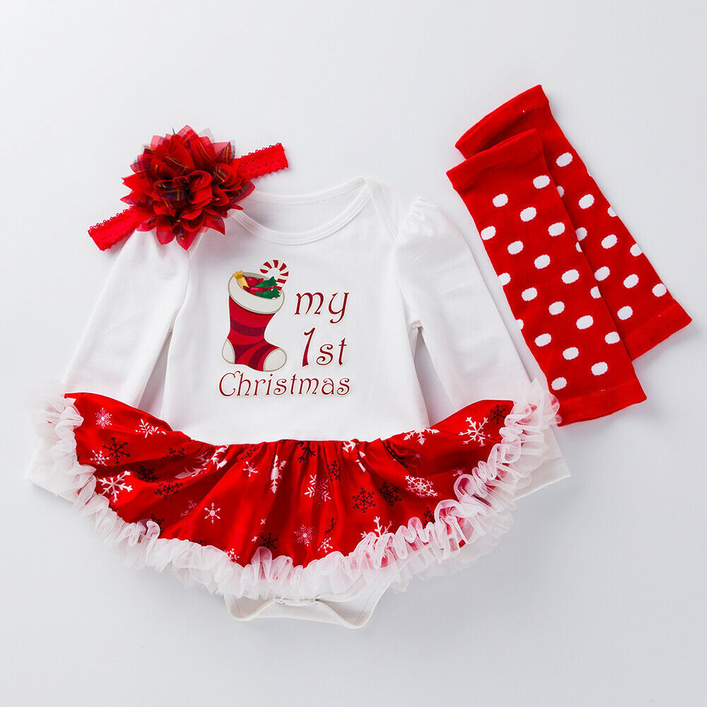 Costume de robe de bébé à manches longues de vêtements de Noël pour bébés